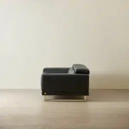 Fortitude Black Leather 3-Seater Sofa