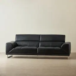 Fortitude Black Leather 3-Seater Sofa