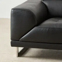 Fortitude Black Leather 3-Seater Sofa