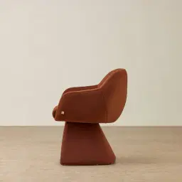 Antonia Copper Brown Velveteen Fabric Swivel Dining Chair