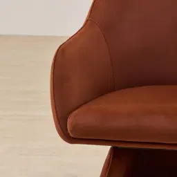 Antonia Copper Brown Velveteen Fabric Swivel Dining Chair