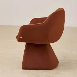 Antonia Copper Brown Velveteen Fabric Swivel Dining Chair