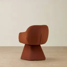 Antonia Copper Brown Velveteen Fabric Swivel Dining Chair