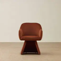 Antonia Copper Brown Velveteen Fabric Swivel Dining Chair