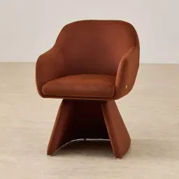 Antonia Copper Brown Velveteen Fabric Swivel Dining Chair