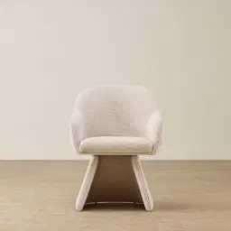 Antonia Cloud Cream Fabric Swivel Dining Chair