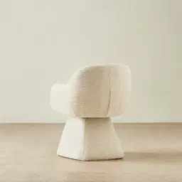Antonia Atlas Cream Chenille Fabric Swivel Dining Chair