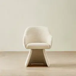 Antonia Atlas Cream Chenille Fabric Swivel Dining Chair