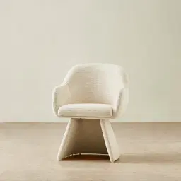 Antonia Atlas Cream Chenille Fabric Swivel Dining Chair