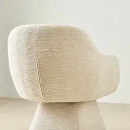 Antonia Atlas Cream Chenille Fabric Swivel Dining Chair