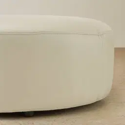 Felicia Cream Leather Sofa - Ottoman