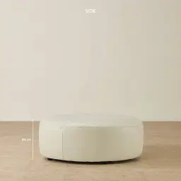 Felicia Cream Leather Sofa - Ottoman