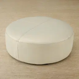 Felicia Cream Leather Sofa - Ottoman