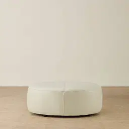 Felicia Cream Leather Sofa - Ottoman
