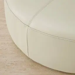 Felicia Cream Leather Sofa - Ottoman