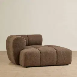 Quincy Earth Brown Woven Fabric Left Cuddler Module