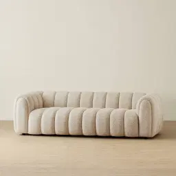 Gabriella Mid Beige 3-Seater Woven Fabric Sofa