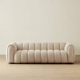 Gabriella Mid Beige 3-Seater Woven Fabric Sofa