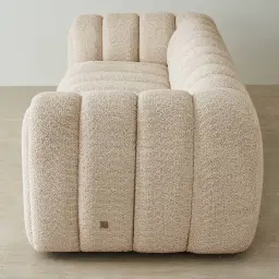 Gabriella Mid Beige 3-Seater Woven Fabric Sofa