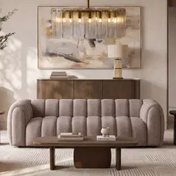 Gabriella Warm Taupe 3-Seater Woven Fabric Sofa
