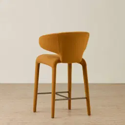 Debra Velvet Mustard Velveteen Fabric Counter Stool