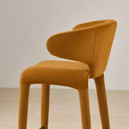 Debra Velvet Mustard Velveteen Fabric Counter Stool