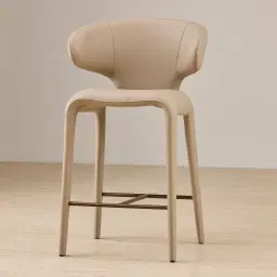 Debra Sand Beige Vegan Leather Counter Stool