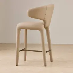 Debra Sand Beige Vegan Leather Counter Stool