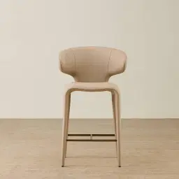 Debra Sand Beige Vegan Leather Counter Stool