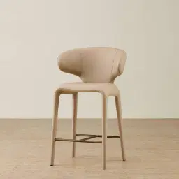 Debra Sand Beige Vegan Leather Counter Stool