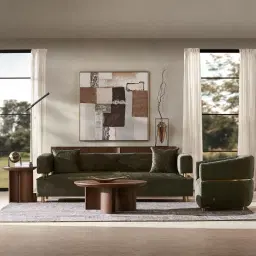 Malta II 2-Seater Green Chenille Fabric Sofa