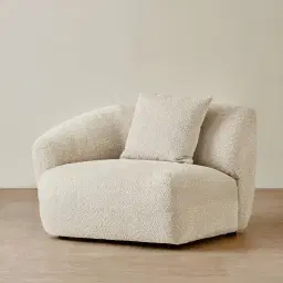 Willow Stone Cream Woven Fabric Modular Left Arm Seat