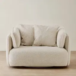 Marcela Stone Cream Woven Fabric Swivel Occasional Chair