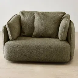 Marcela Winter Moss Woven Fabric Swivel Occasional Chair