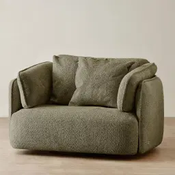Marcela Winter Moss Woven Fabric Swivel Occasional Chair