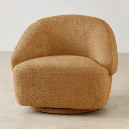 Verage Vintage Mustard Woven Fabric Swivel Occasional Chair