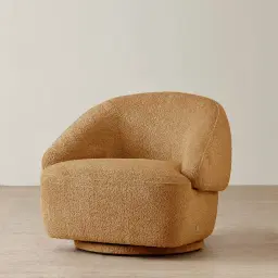 Verage Vintage Mustard Woven Fabric Swivel Occasional Chair