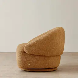 Verage Vintage Mustard Woven Fabric Swivel Occasional Chair