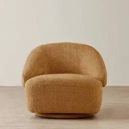 Verage Vintage Mustard Woven Fabric Swivel Occasional Chair