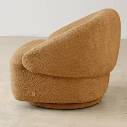 Verage Vintage Mustard Woven Fabric Swivel Occasional Chair