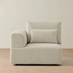 Riviera III Pearl Beige Fabric Sofa - Left Seat