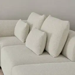 Riviera III Pearl Beige Fabric Sofa - Armless