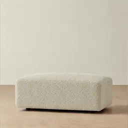 Riviera III Pearl Beige Fabric Sofa - Rectangular Ottoman