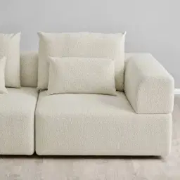 Riviera III Stone Cream Woven Fabric Sofa - Right Seat