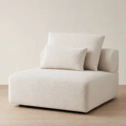 Riviera III Stone Cream Woven Fabric Sofa - Armless