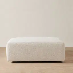 Riviera III Stone Cream Woven Fabric Sofa - Rectangular Ottoman
