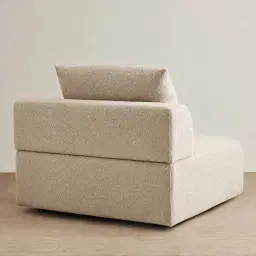 Riviera III Mid Beige Woven Fabric Sofa - Right Seat