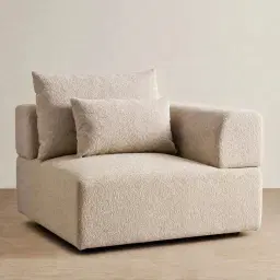 Riviera III Mid Beige Woven Fabric Sofa - Right Seat