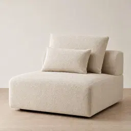 Riviera III Mid Beige Woven Fabric Sofa - Armless
