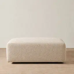 Riviera III Mid Beige Woven Fabric Sofa - Rectangular Ottoman